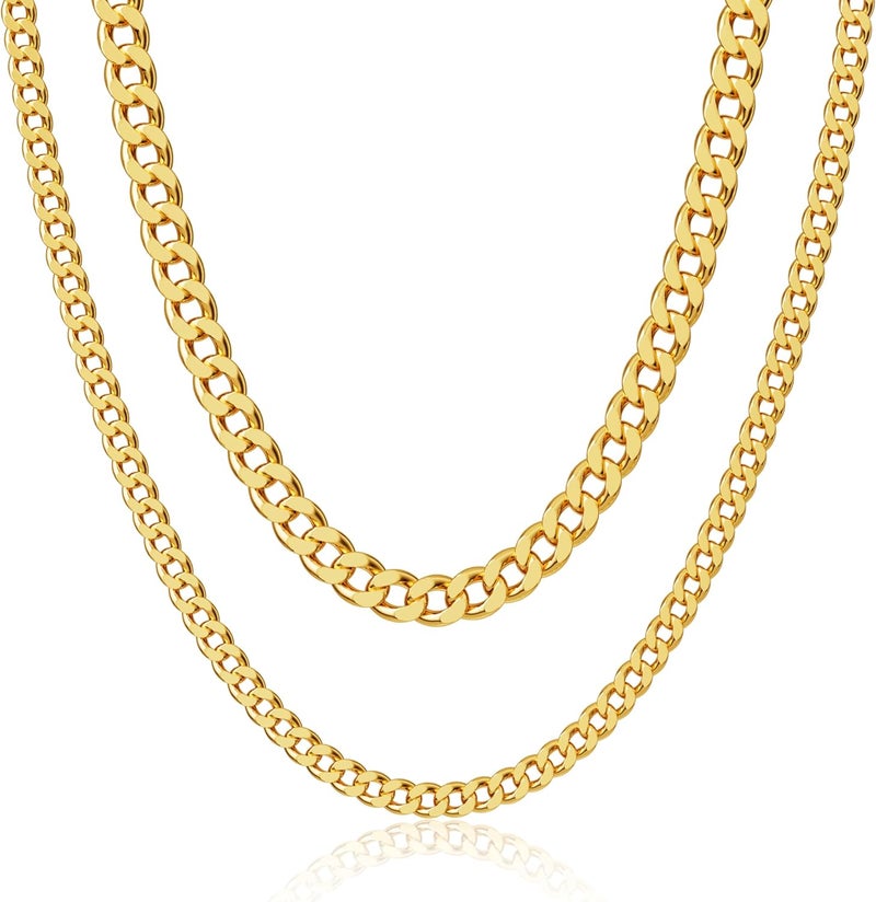 Moodear Gold Necklace for Women Dainty Chunky 14K Gold Plated/Sliver Plated Chain Necklace Cuban Link Paperclip Chain Choker Toggle Clasp Layered Necklace for Women Trendy Fashion Gift - Image 1